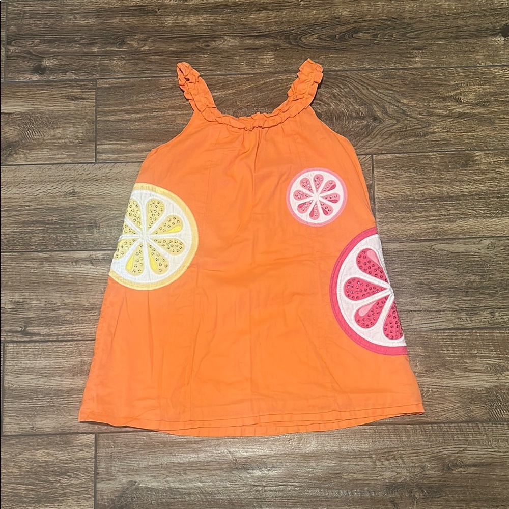 Gymboree Girls Bright Orange Ruffled Dress with Sequin accents. Size 6